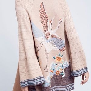 Anthropologie Monogram Crane Cardigan Sz S